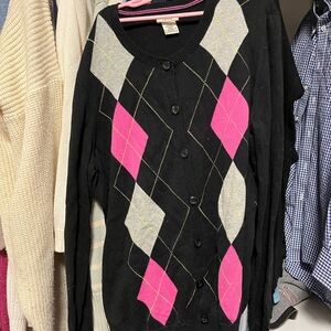 Izod black argyle sweater size medium